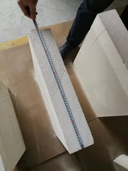 Tape measure along a sample insulation block